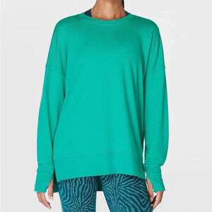 Sweaty Betty London Oversized Green Sweatshirt Drop Shoulder Pullover Sz M